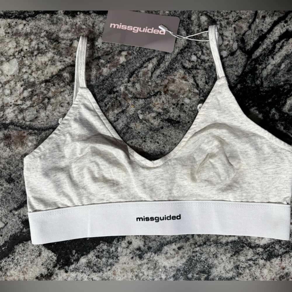 Missguided light gray and white Bralette. Size Small. NWT